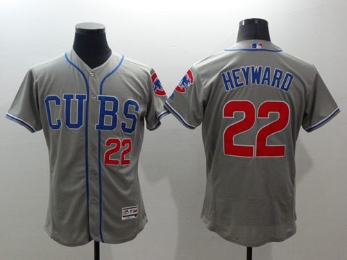 Cubs #22 Jason Heyward Grey Flexbase Authentic Collection Alternate Road Stitched MLB Jersey - Click Image to Close